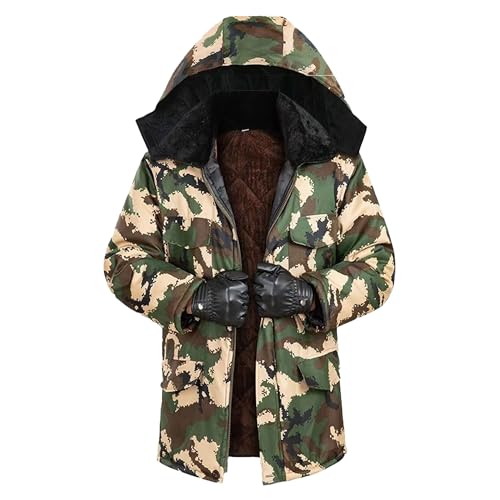 Maiyifu-GJ Men's Camouflage Waterproof Ski Jacket Winter Warm Snow Parka Coat Thicken Hooded Jackets with Multi-Pockets (GreenKhaki,Medium)