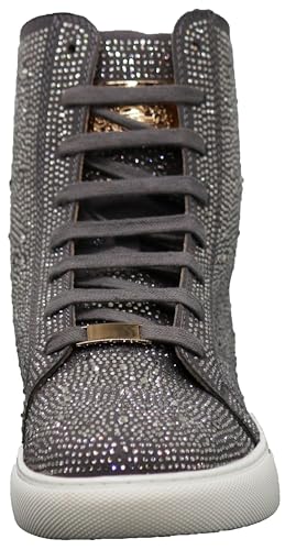 Image of Enzo Romeo Men's Fashion High Top Crystal Shimmer Rhinestone Blink Flat Sneakers Shoes