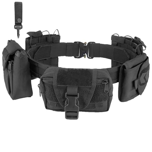 Tactical Battle Police Duty belt - 7 in 1 Combat Law Enforcement System Utility Military Belt Molle Accessories Pouches Set
