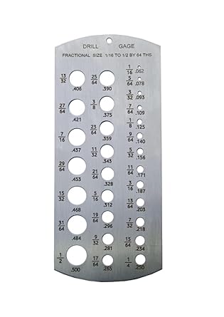 Drill Gauge Measurement Tool | Metal Metric Standard Guide RADIANS Tool | Made in Stainless Steel Measurement Range 1/16 Inch to 1/2 Inch