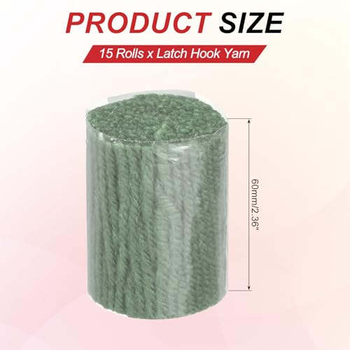 Image of MECCANIXITY 15 Rolls Latch Hook Yarn, 3mm Matte Green Latch Hook Kit Yarn Precut Hook Rugs Making Crochet Bundles for Rug Adults Beginners Tapestry DIY Craft