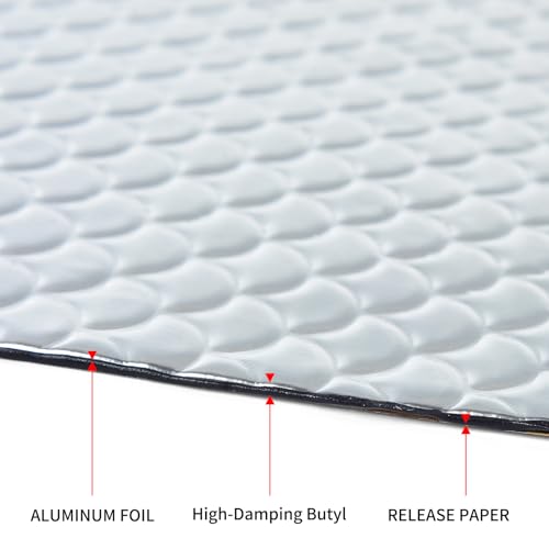 AggSound 1,3mm 12Stücks 40×25cm Alubutyl Anti Dröhn Dämmmatte, selbstklebend Isolierung für Autos, KFZ Lärmschutz, Schalldämmung und Schallschutz(1,12㎡)