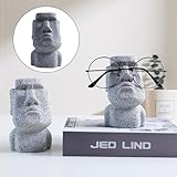 Pryon Stone Man Glasses Holder, Creative Easter Island Statue Glasses Holder, Eyeglass Holder Glasses Frame, Eyeglass Display Stand With Phone Holder, Head Statue For Home & Offices, Abstract Statue - Image 6