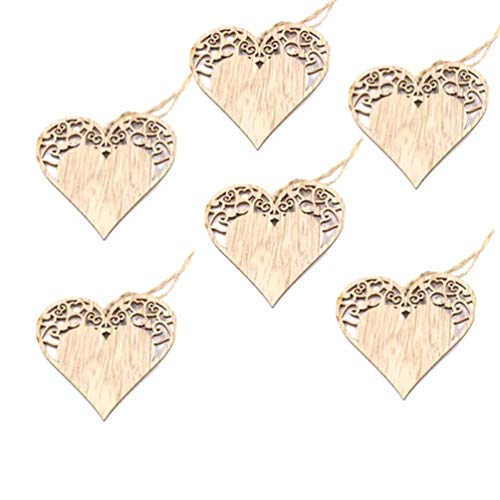 CLISPEED 6Pcs Fatias De Madeira Rústica De Madeira Inacabada Entalhes Do Coração Do Dia Dos Namorado