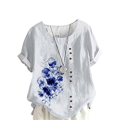 Womens Floral Print Linen Shirt 02
