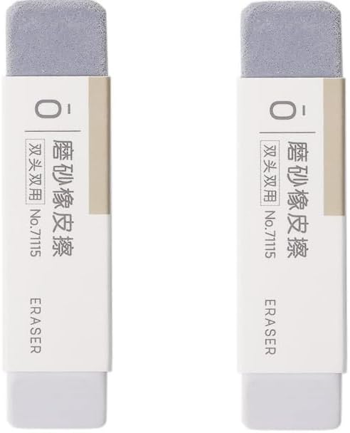 2-Pcs Grey Matte Ink Erasers - Pen-Style Design for Ballpoint and Fountain Pens, Frosted Non-Abrasive Office and School Supplies