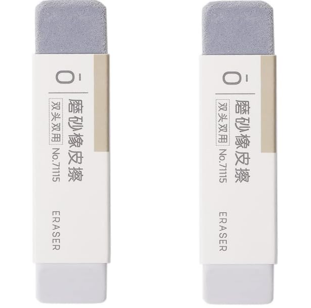 2-Pcs Grey Matte Ink Erasers - Pen-Style Design for Ballpoint and Fountain Pens, Frosted Non-Abrasive Office and School Supplies