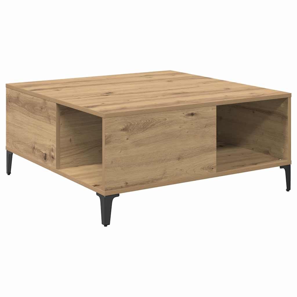Table de salon moderne en chêne artisanal et pieds acier haut de gamme