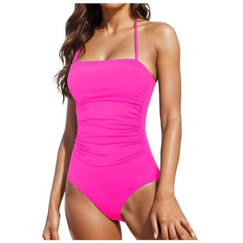 Genérico Bañadores Mujer Reductores Barriga - Traje De Baño Mujer Cuello Halter Push Up con Relleno Bañador Sexy Fato De Banho Talle Alto Swimsuits Moda Monokini Entero Traje De Baño Mujer