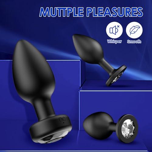 Anal Plug Sex Toys Vibrator – Silicone Butt Plugs Training Kit with Remote Control, 10 Vibration Modes, Prostate Massager for Adults – Black