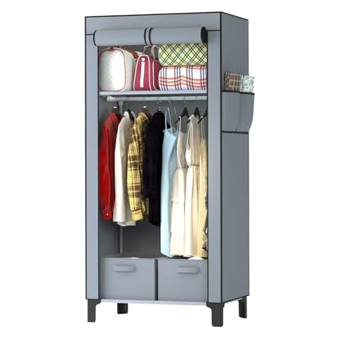 LOEFME Portable Canvas Wardrobe with Storage Cover