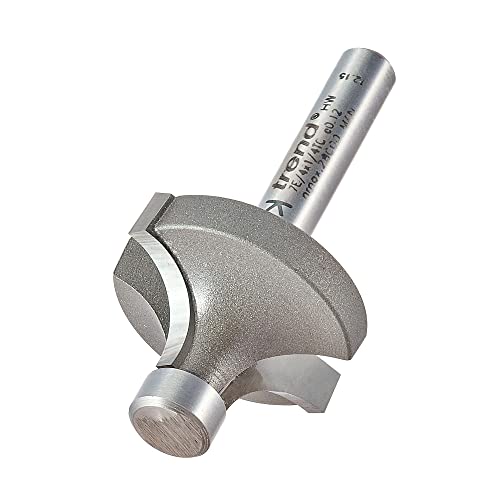 Trend Professional Pin Guided Round Over Router Cutter, 9.5mm Radius, 1/4 Inch Shank, 29mm Cut Diameter & 15.8mm Cut Length