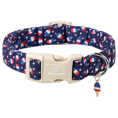 Maca Bates American Flag Star Dog Collar for Dogs 4th of July Adjustable Durable Soft Patriotic Blue Basic 4 of 7 Collars Independence Day Gift for Small Boy Girl Male Female Puppy