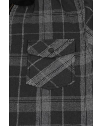Image of ZENTHACE Men's Sherpa Lined Full Zip Hooded Plaid Shirt Jacket