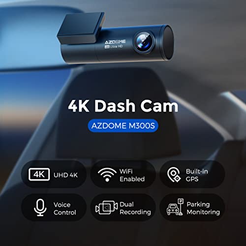 XRC TECH Câmera veicular 4K DVR veicular com controle de voz, câmera dupla frontal e traseira, contr