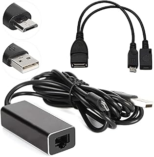Najiny Buffering Reducing Micro USB LAN Ethernet Adapter Set for FIRE TV 3, Stick GEN 2, Firestic, Raspberry Pi, Home Life, Office Work, Hotel Apartments Streaming Reduce Wire Internet, black