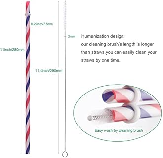 Dakoufish Replacement Plastic Straws For 20oz 24oz 30oz Jars Tumblers,12 Pack 11Inch Reusable Swirl Straws With Cleaning Brush, BPA-Free,Dishwaher Safe