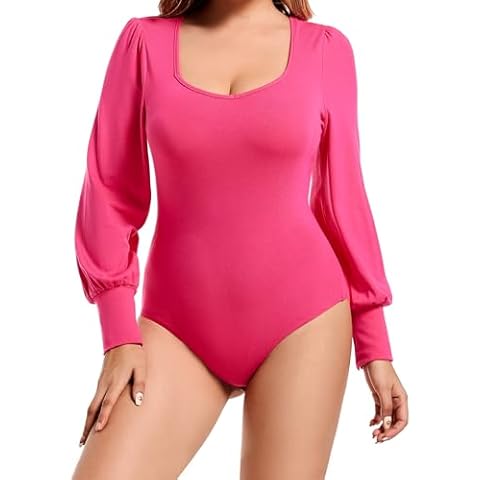 Aranmei Women's Puff Sleeve Bodysuit Cover