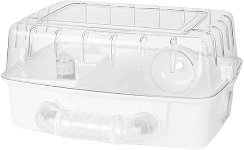 Rutexc 飼育ケージ、透明デザイン ランニングホイール・給水器付 ハムスター等小動物用棲息・運動機能 シンプル実用風 小動物日常飼育シーン用 コスパ良好 実用的 透明ケージ 組立容易 ポータブル 通気性良好 清掃容易、お気軽にご購入ください。