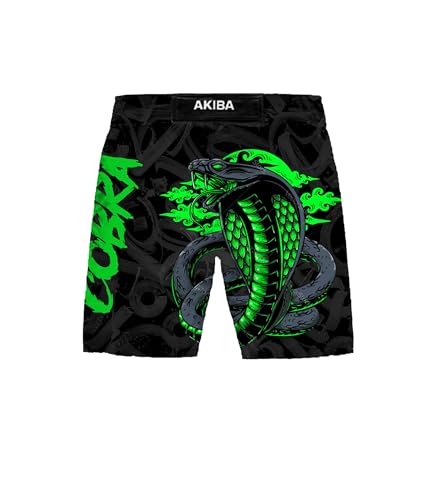 Image of AKIBA Combat /MMA Sublimation Printing Shorts with Embroided Logo for Training & Kickboxing: Fighting Shorts for Martial Arts, Cage Fight, Muay Thai, BJJ, Boxing, and Grappling