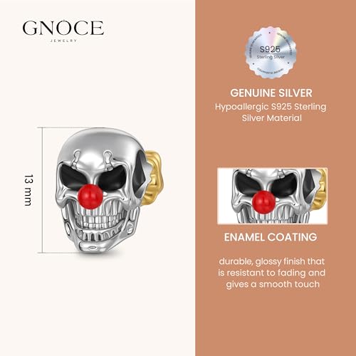 Image of GNOCE Skull Pendant Charm Silver Dangle Charms Bead fit Bracelet /Necklace Jewelry Gift for Women Men