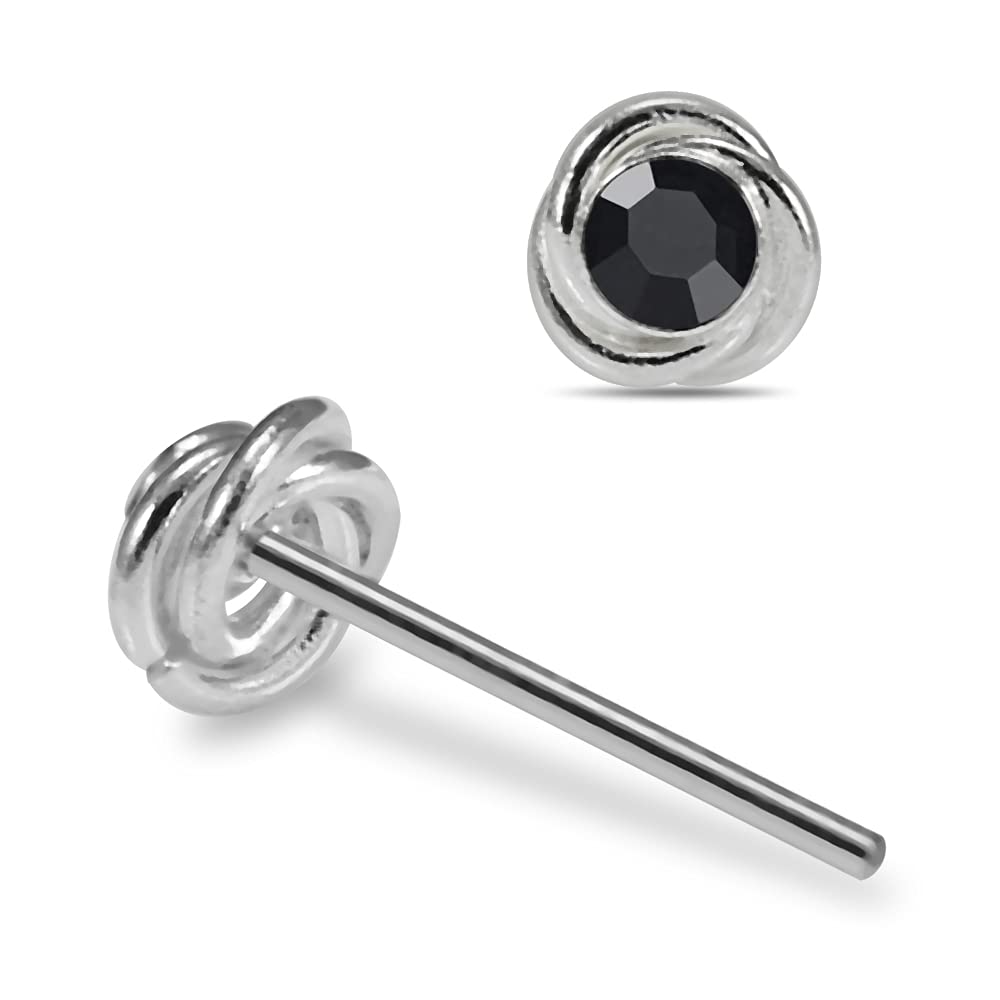 MONSTER PIERCINGCoil Crystal Stone Top 925 Sterling Silver Nose Stud Piercing Jewellery