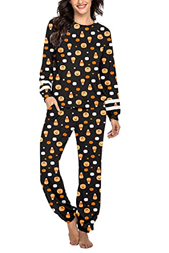 Image of Ekouaer Sweatsuits Womens Loungewear Set Tracksuit Long Sleeve Pajamas Set with Pockets 2 Piece Outfits Lounge Sets