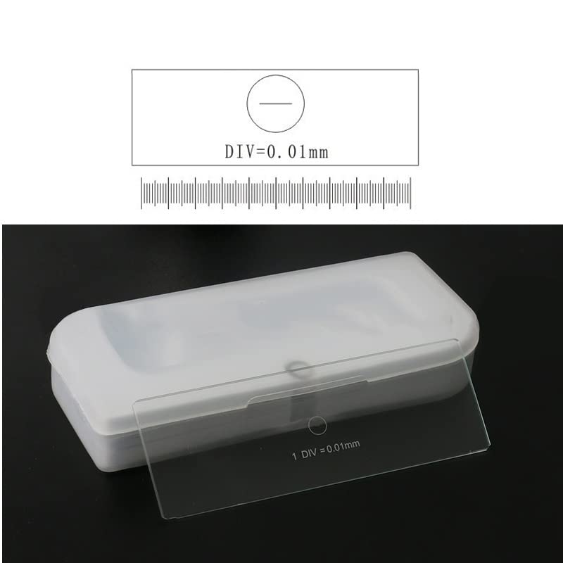 Microscope 0.01mm Stage Micrometer Glass Slide Reticle Measuring Calibration Ruler DIV=0.01mm for Biological Stereo Microscope