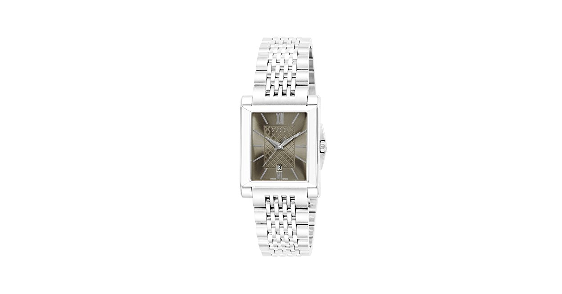 GUCCI シルバー ブラウン文字盤 時計 Amazon.co.jp: [グッチ] 腕時計 Watch レクタングル ブラウン