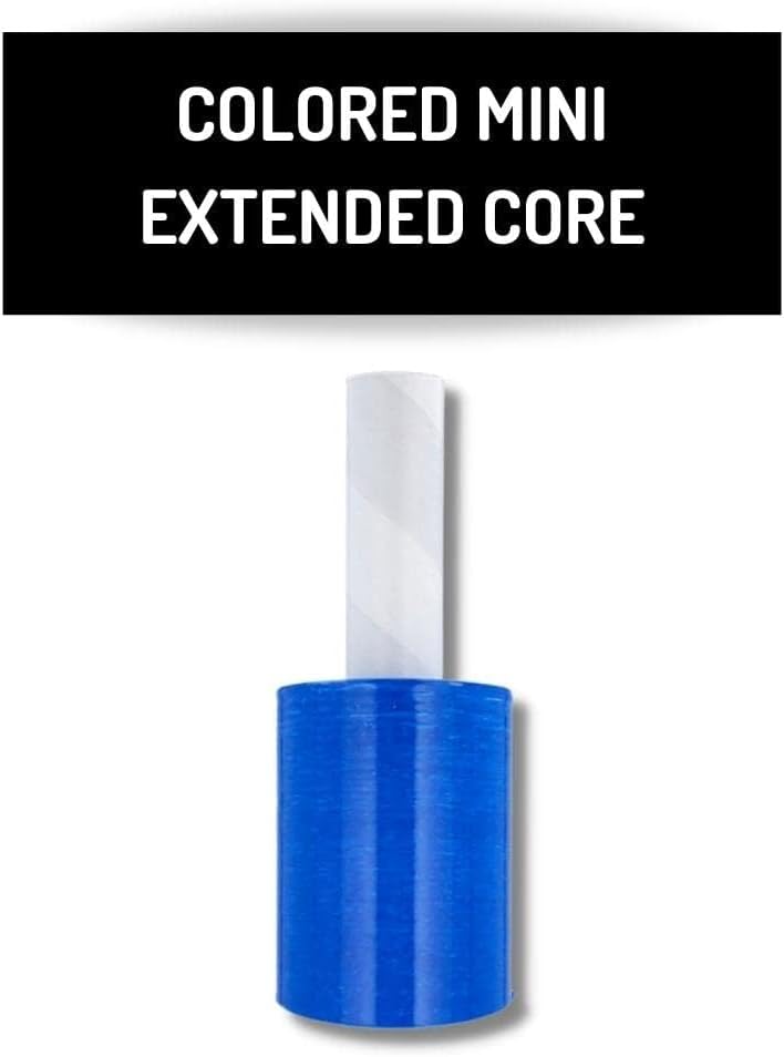 PSBM Dark Blue Mini Stretch Wrap with Extended Core Handles, 12 Rolls 5 Inch x 1000 Feet 80 Gauge Heavy Duty Plastic Wrap Industrial Strength Shrink Film for Moving, Packing & Shipping
