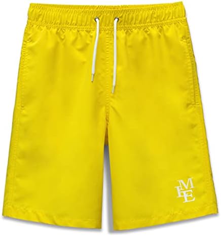 MEILONGER Boys Swim Trunks Quick Dry Beach Board Shorts Swimwear Bathing Suits Size 8,10-12,14-16,18-20 (Yellow, 10-12)