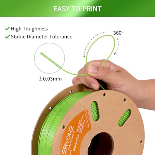 Image of ERYONE PLA Filament 3D Printer PLA Filament 1.75mm±0.03 mm, PLA Filament 1KG Cardboard Spool(2.2LBS), Green Apple