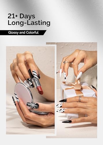 Image of MelodySusie Thick Gel Nail Polish Set- 2 Pcs 15ML Black & White Gel Polish Set Soak Off UV LED White Gel Polish Christmas Gift for Women Nail Art Manicure Salon DIY Nail Design Decoration at Home