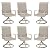 VICLLAX Swivel Patio Chairs Set of 6, Padded Lawn Metal Chair with Breathable Textilene Fabric, High Back Outdoor Dining Chairs for Outside, Sandshell Color Frame and Fabric