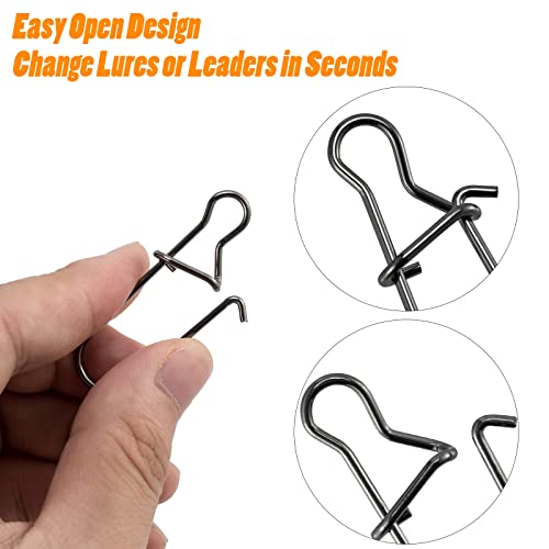 Image of Dr.Fish 100pcs Fishing Duo-Lock Snap Stainless Steel 26-200LB Hooked Snap Nice Snap Freshwater Saltwater Tackle Fishing Gear Solid Wires Quick Change Safe Lock
