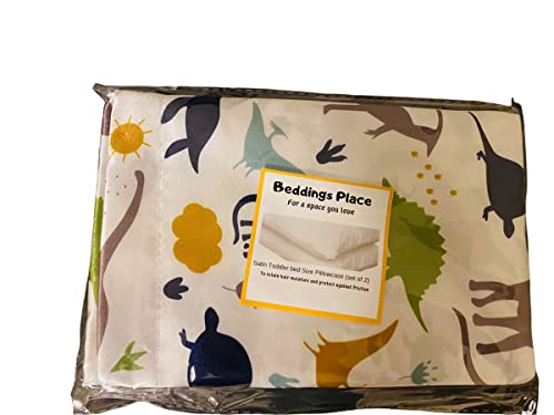 Image of Set of 2 Satin Pillowcase for Baby Girls, Boys to retain Hair Moisture Size (Toddler Pillow case13 x 18 inches, Dinosaur Party)