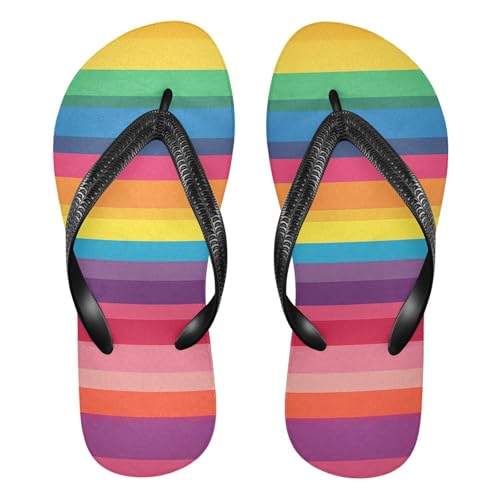 CEBUGI Unisex Flip Flop -Flat Sandal -NonSlip Couple Slippers -Natural Rubber Foam Soles Ultimate Comfort and Durability for Indoor Outdoor|Horizontal Stripes