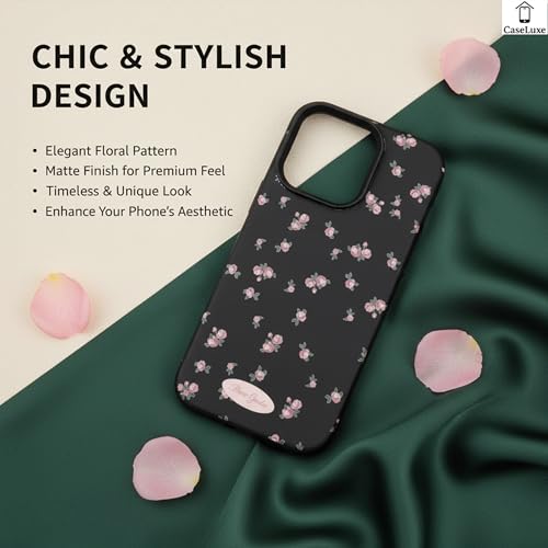 Image of Floral Pattern Phone Case Back Cover Compatible with iPhone 15 Elegant Small Flower Soft Texture Protective Case for Women and Girls-White-Black