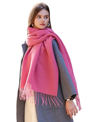 Grand cadeau pour femme : écharpe d'hiver rose en pashmina chaud livrée en taille unique