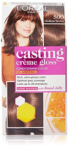 Image of L'Oreal Paris Excellence Creme Hair Color, 4 Natural Dark Brown, 72ml+100g and L'Oreal Paris Casting Creme Gloss, Medium Brown 500, 87.5g+72ml