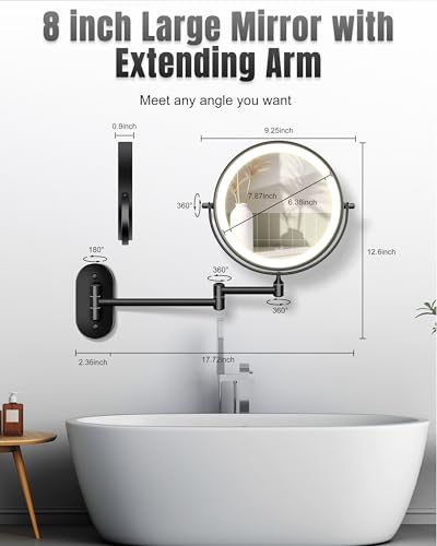 Image of 30X /1X 8 Inch Wall Mounted Magnifying Makeup Mirror with Light for Bathroom