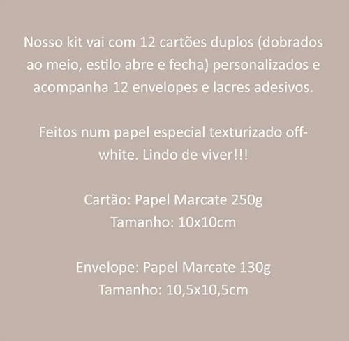 Kit Cartão Social Personalizado Clássico Papel 250g com 12 unidades 10x10 cm Envio em 24 Horas Após
