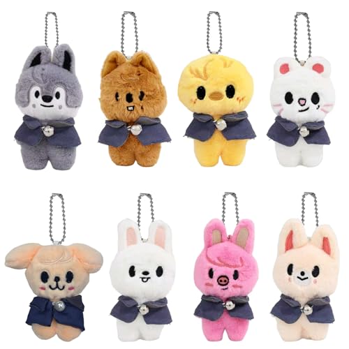 BJPERFMS Stray Kids Schlüsselanhänger 12cm Skzoo Plüsch Schlüsselanhänger Stray Kids Plüschpuppe Keychain SKZ Anhänger Kpop StrayKids Merch für Fans (Skzoo)