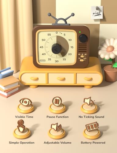 Image of LIORQUE Visual Timer for Kids with Pause, 60 Minute Countdown Timer, Brown