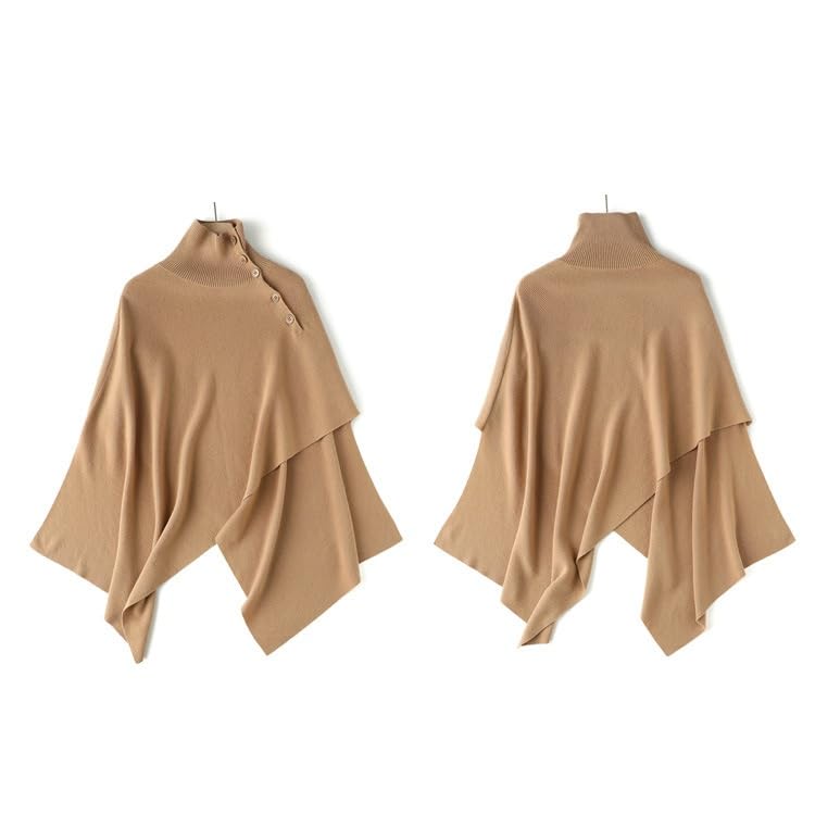 Scialle Donna,Mantello Da Donna Scialle Avvolgente Lungo Maglione Lavorato A Maglia Lana Merino Poncho Lavorato A Maglia Con Bottoni Elegante Morbido Cashmere Mantello Top Collo Alto Magl
