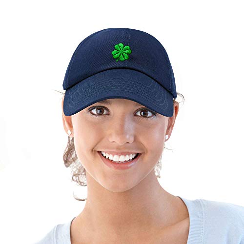 Dalix Four Leaf Clover Hat Baseball Cap St. Patrick's Day Cotton Caps Navy Blue #TOP4