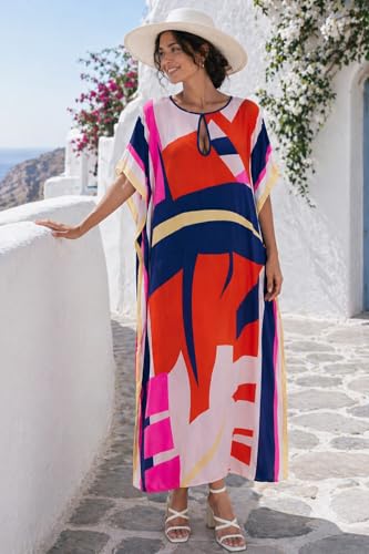Image of Women Beachwear Long Beach Coverups Kaftan Casual Caftan Dress