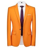 UNINUKOO Mens Suit Jacket Slim Fit Sport Coat 1 Button Notched Lapel Casual Fashion Dress Blazer for Men US Size 36 Orange