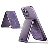 Qilmii Compatible MagSafe Wallet Stand for Apple, Skin Friendly Leather Card Slot with Adjustable Kickstand & Holder, Fit for iPhone 14/13/12 Series (Deep Purple)