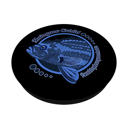 Maingano Cichlid Lake Malawi Mbuna Aquarium Fish Keeper PopSockets Swappable PopGrip, Black - Image 2